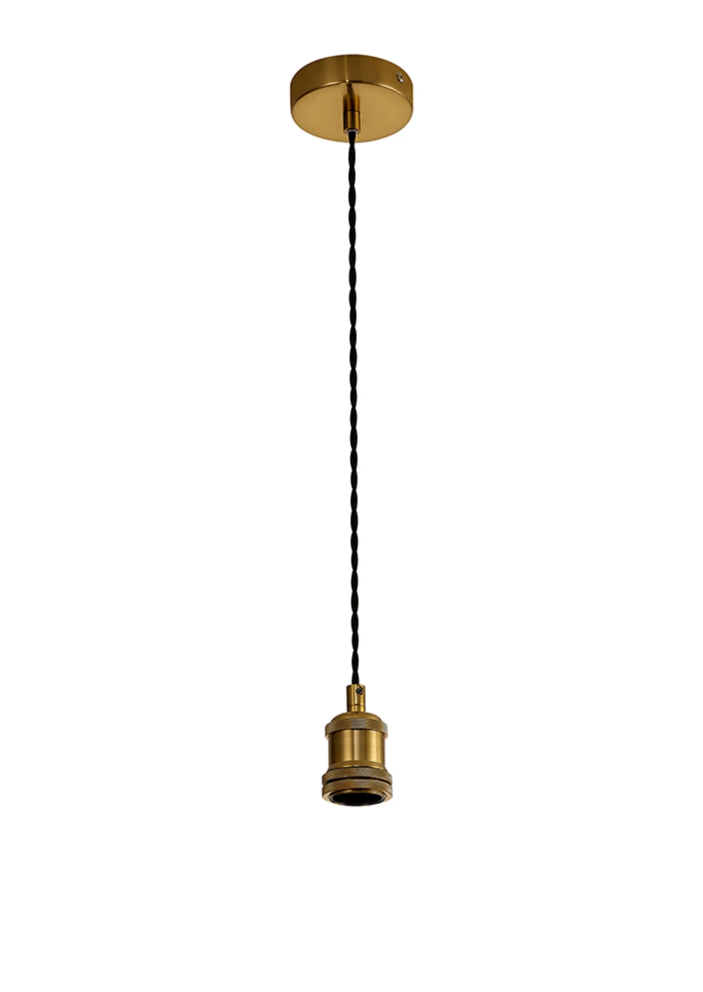 Dreifa 1.5m Single Pendant, 1 x E27, Gilt Bronze/Black Twisted Cable (Maximum Load 1.5kg) D0797  Deco Dreifa Pendant